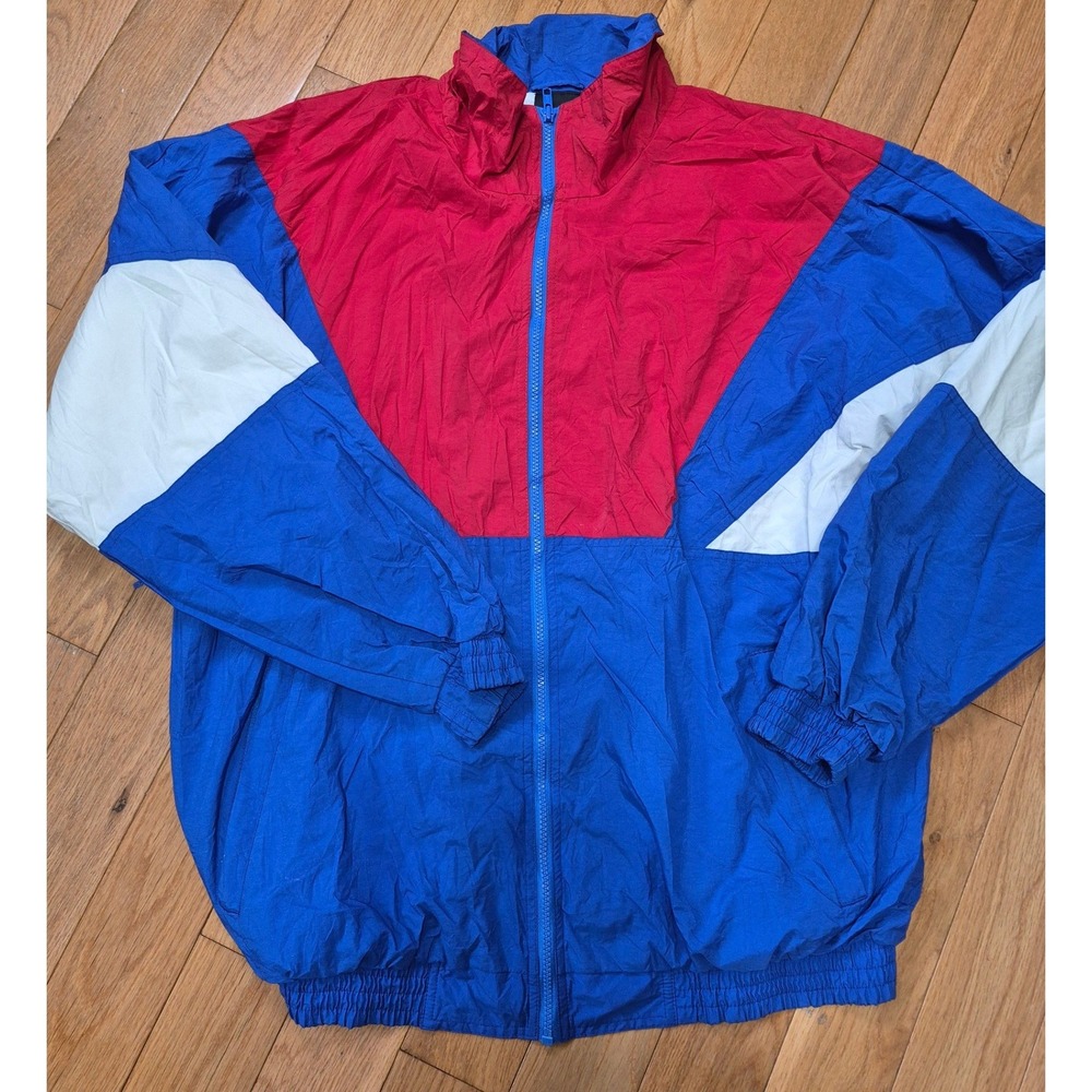 Vintage Reach Sports Lou Gehrig Amherst NY Colorblock Windbreaker Jacket Blue L